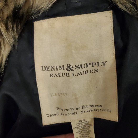 Ralph Lauren Denim & Supply Blue Plaid Winter Jacket with Faux Fur - Picture 3 of 4